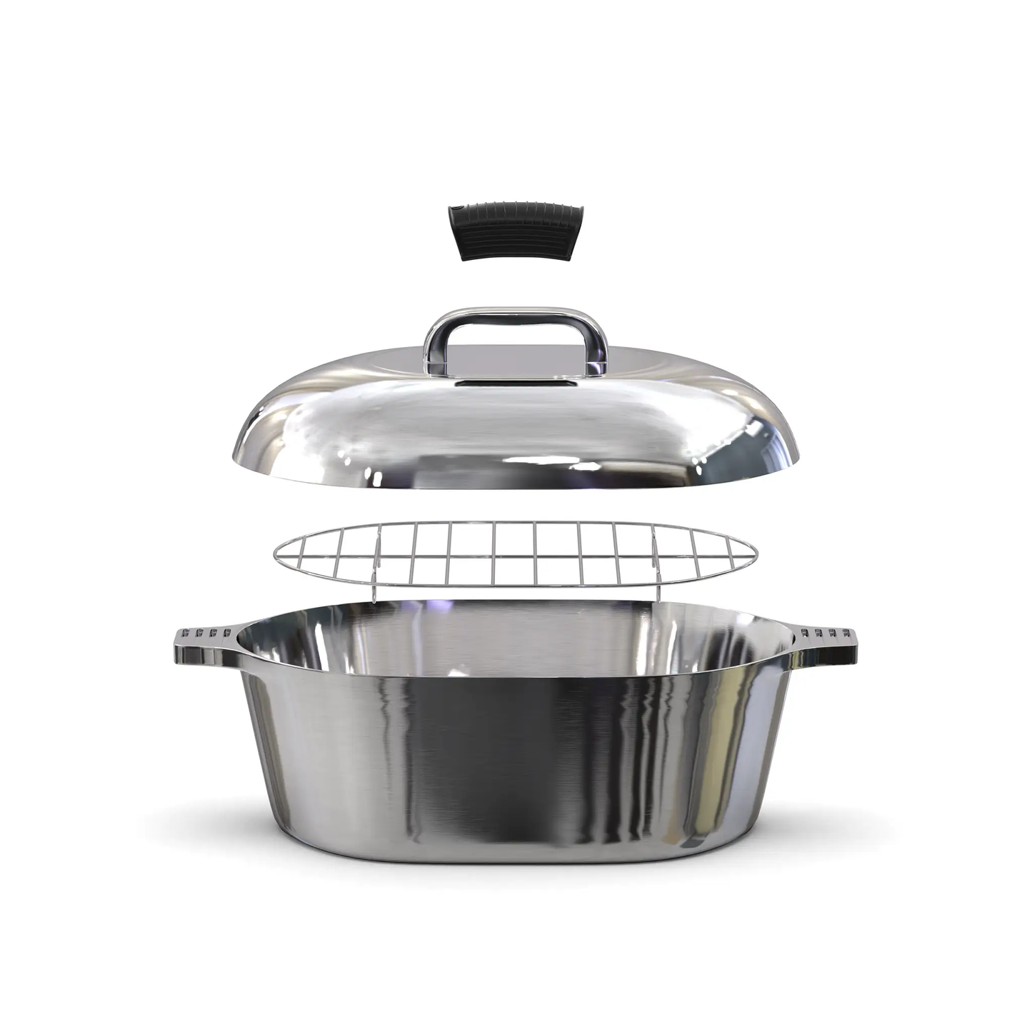 Magnaware oval 8-qt stainless steel Dutch oven three-piece set with lid and wire rack on Tampa Home & Garden Store