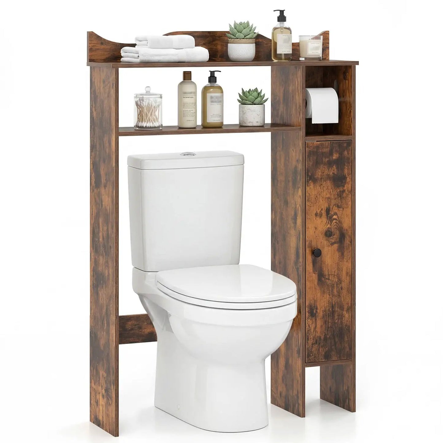Dark wood over-the-toilet space saver with shelf and cabinet by DirectDeals on Tampa Home & Garden Store
