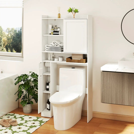 Over the Toilet Storage Cabinet with Sliding Door, white DirectDeals bathroom organizer on Tampa Home & Garden Store