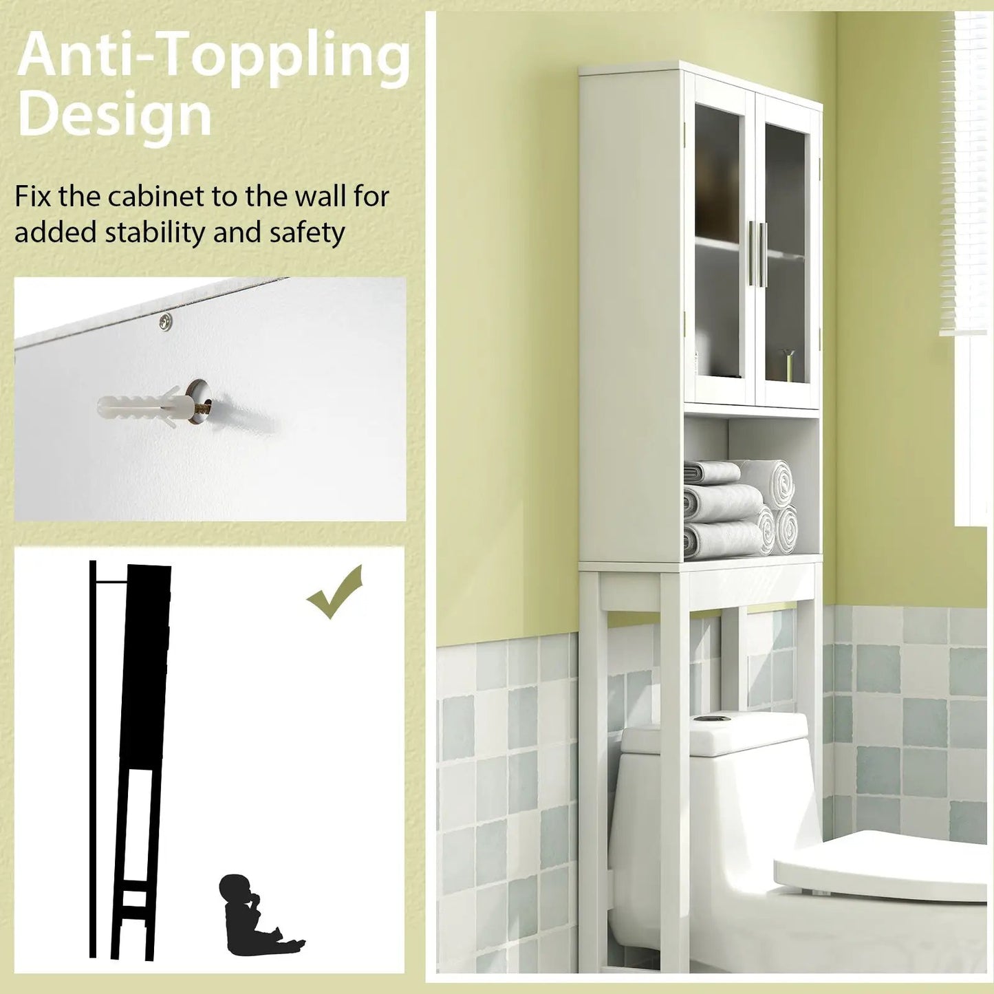 Over the Toilet Bathroom Storage Cabinet with Adjustable Shelf - Tampa Home & Garden Store