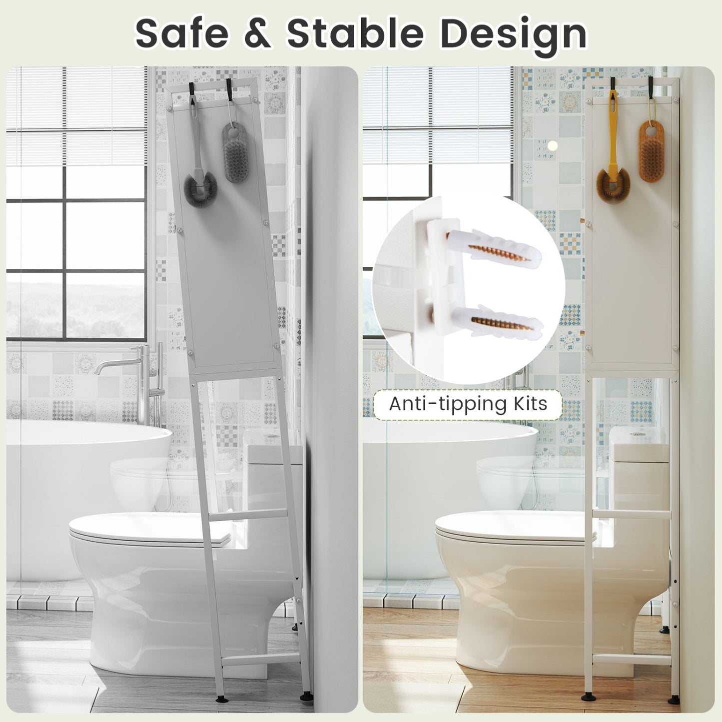 Over-toilet cabinet organizer with white flip-up doors and anti-tipping kits by DirectDeals on Tampa Home & Garden Store