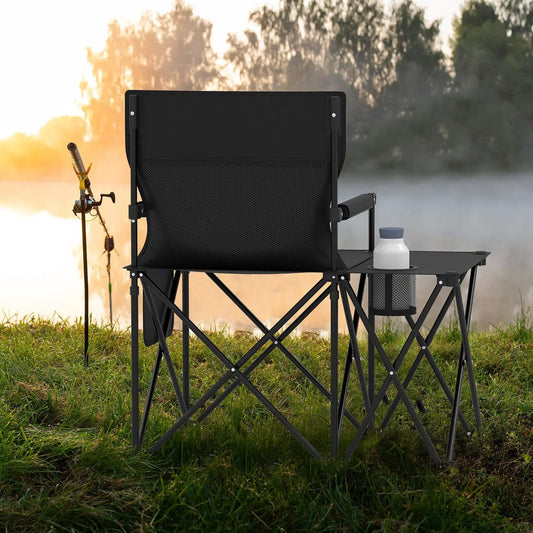 Oversized Camp Chair With Side Table and Pockets, black DirectDeals folding chair on Tampa Home & Garden Store