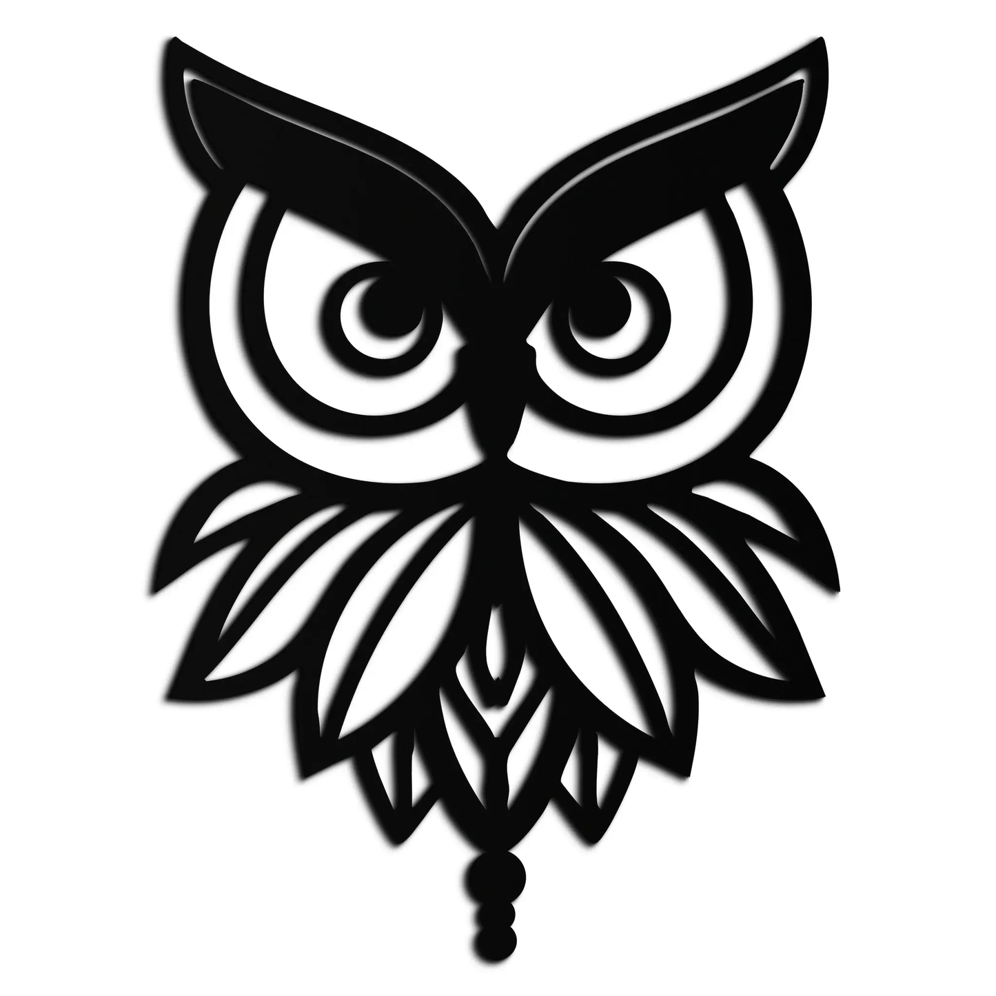 Owl silhouette metal wall art in black steel decor with ornate cutouts on Tampa Home & Garden Store