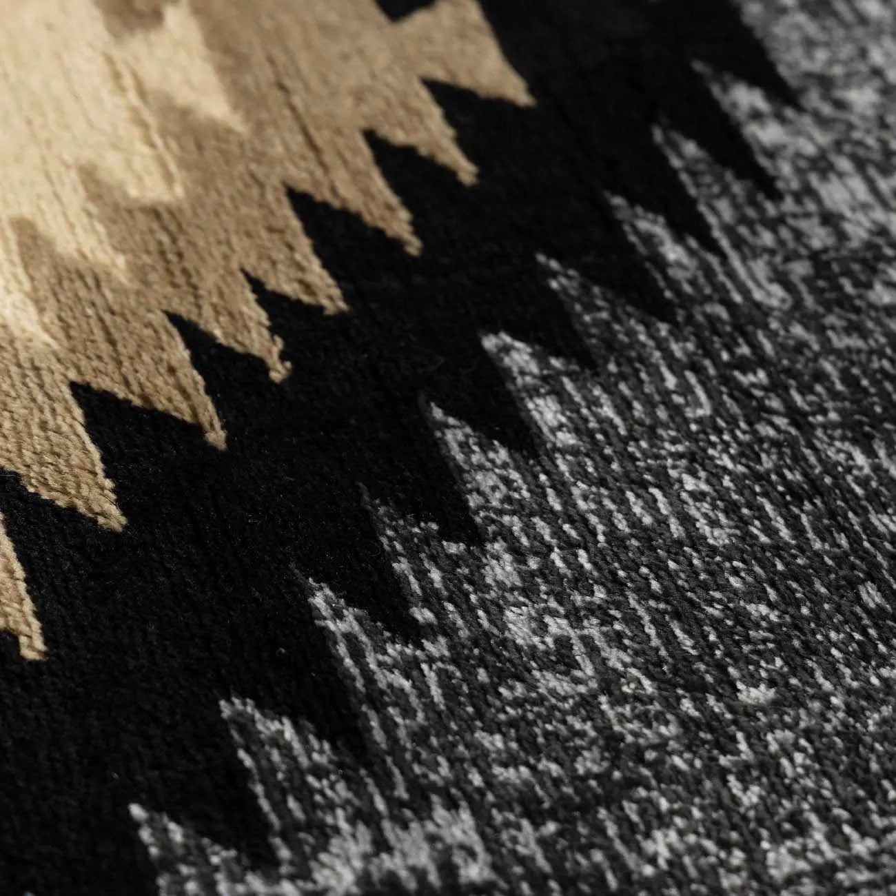 Buckhaven Southwest Area Rug with Aztec Pattern, tan and black zigzag, Boutique Rugs on Tampa Home & Garden Store