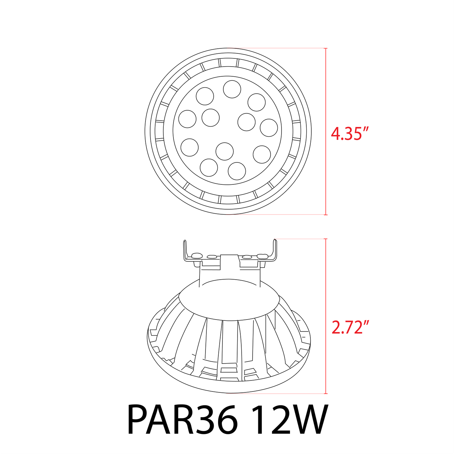 PAR36 12W 30° Outdoor Landscape LED Bulbs Waterproof Flood Light Fixture