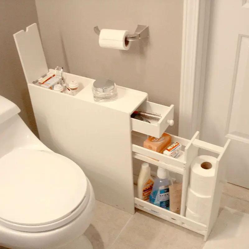 Space Saving Bathroom Floor Cabinet in White Wood Finish - Tampa Home & Garden Store