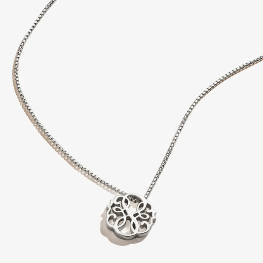 ALEX AND ANI Path of Life Necklace, Adjustable, silver-tone chain with a circular filigree pendant on Tampa Home & Garden Store