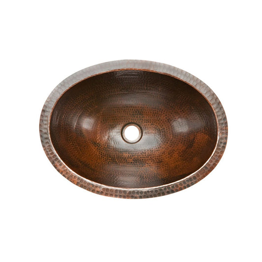 Oval Hammered Copper Bathroom Vessel Sink 17 x 12 inch - Tampa Home & Garden Store