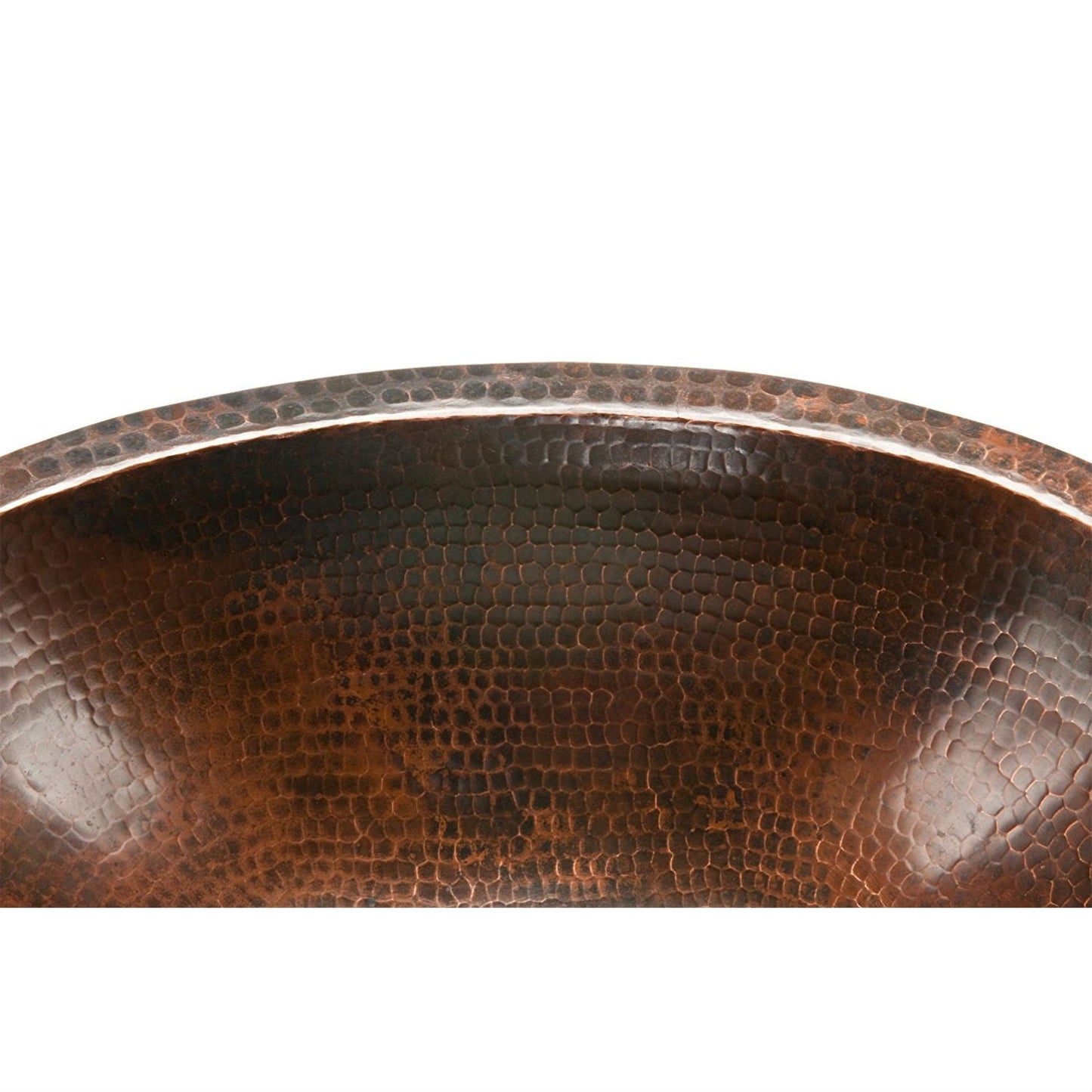 Lavabo ovalado de cobre martillado para baño 17 x 12 pulgadas