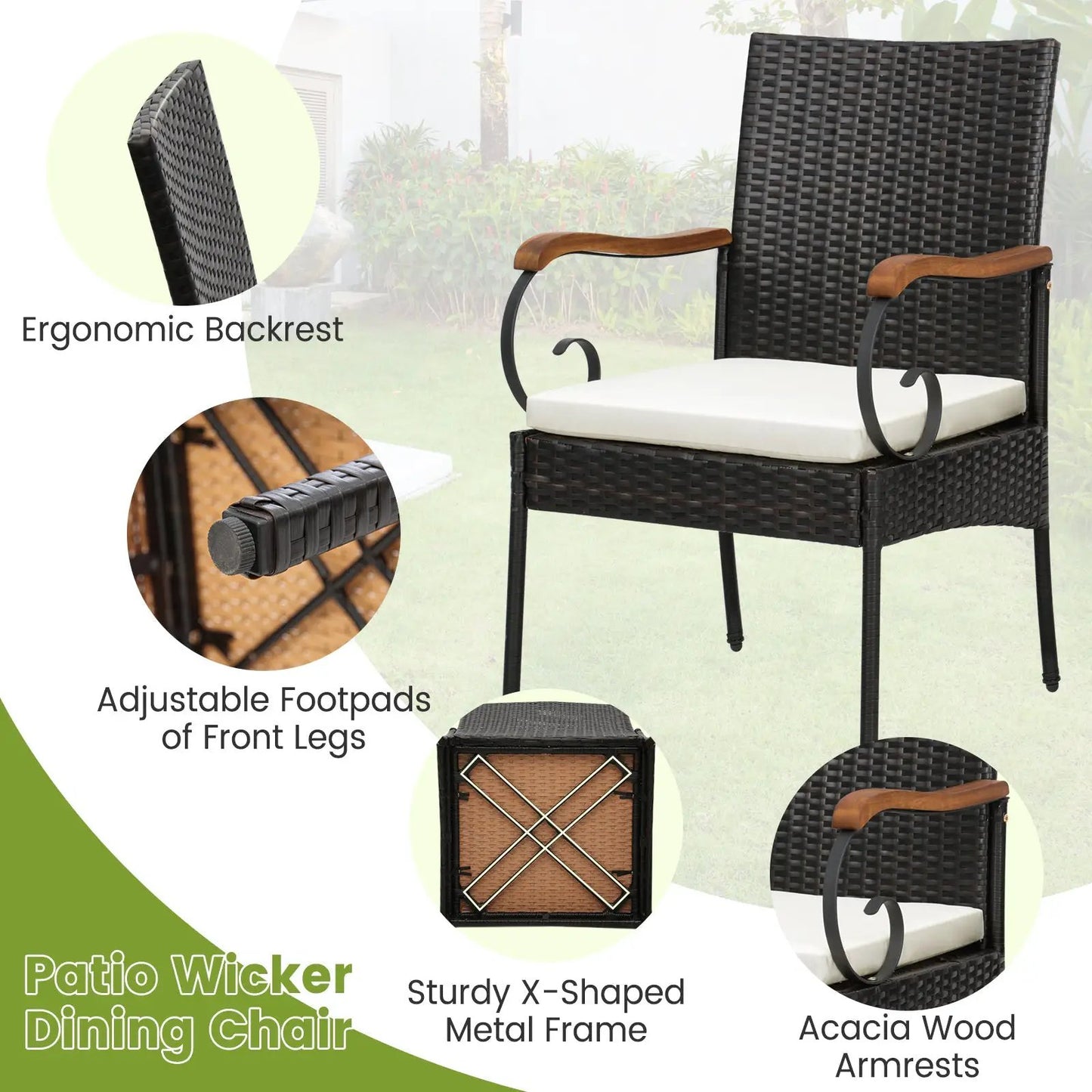 Set of 2/4 outdoor PE wicker club chairs with Acacia wood arms DirectDeals on Tampa Home & Garden Store