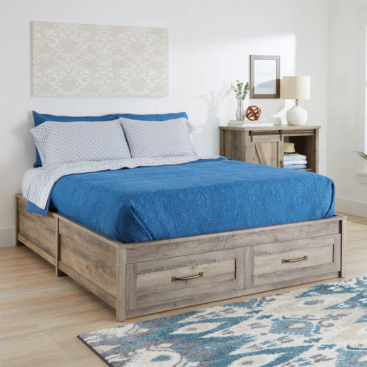 FarmHome Platform Bed Frame with Storage Drawers - Queen Size - Tampa Home & Garden Store