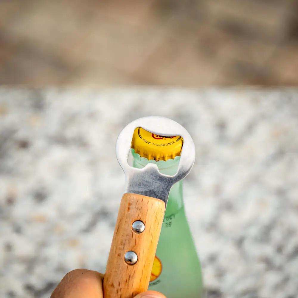 Pickoff Bottle Opener bat-style wooden handle with stainless steel head Baseball BBQ on Tampa Home & Garden Store