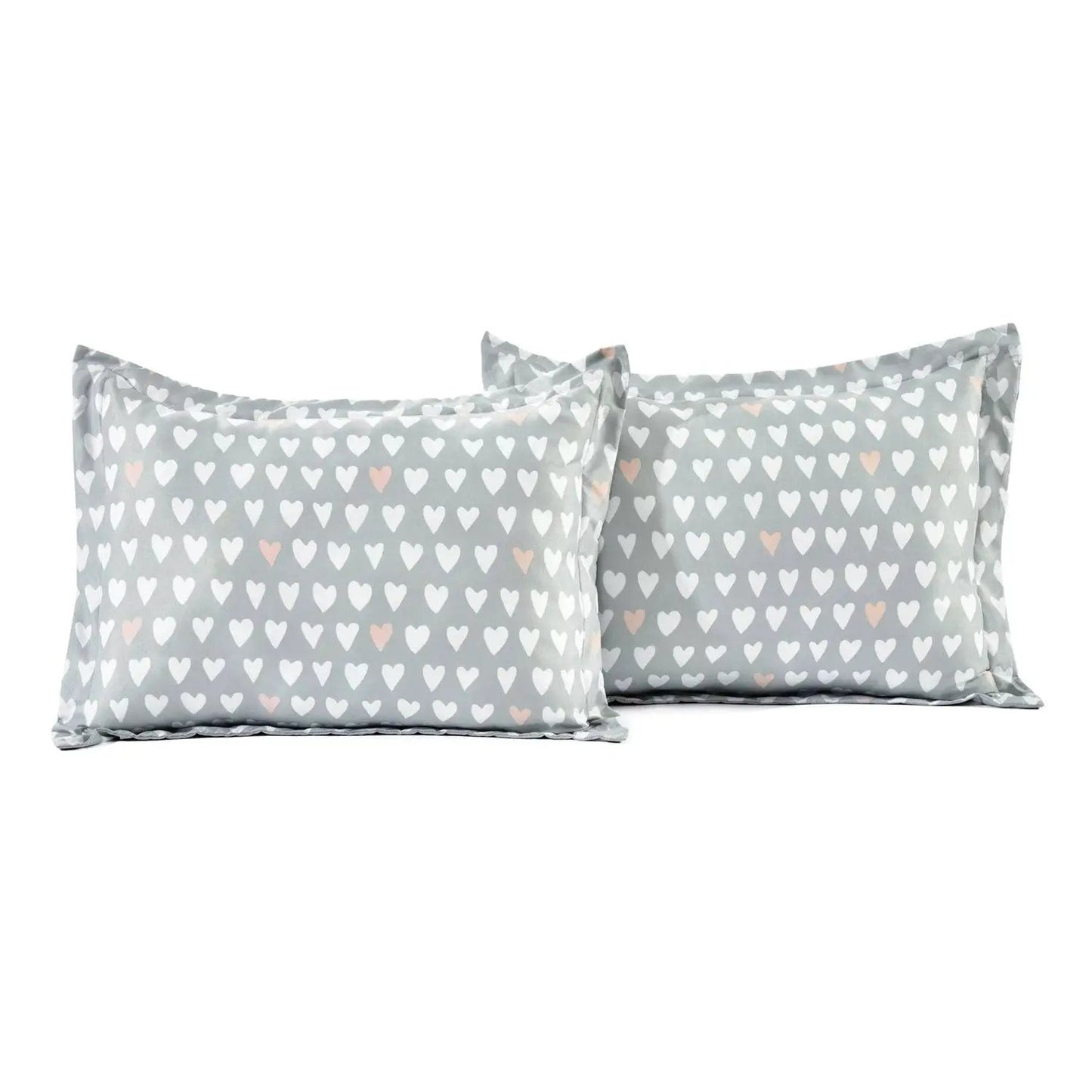 Pink Teal Orange Floral Fox Daybed Cover and Set gray heart-pattern two pillow shams bedding on Tampa Home & Garden Store