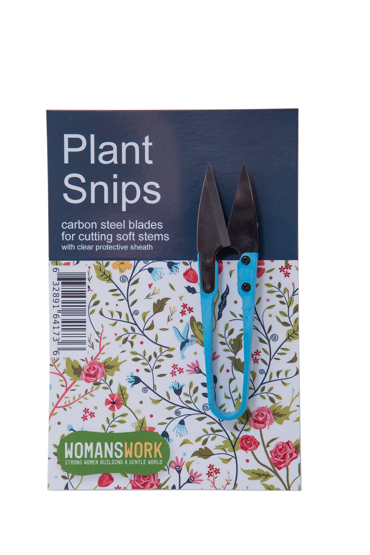 Plant Snips pruning shears, blue handles, by Womanswork, carbon steel blades on Tampa Home & Garden Store