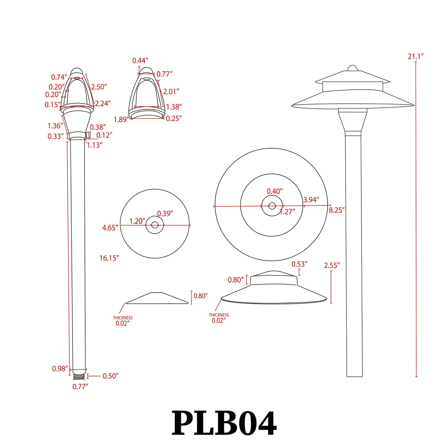 PLB04 Two Tier Brass LED Pagoda Low Voltage Pathway Light - Tampa Home & Garden Store