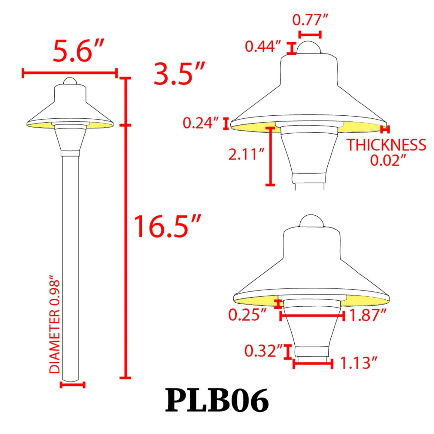 PLB06 12V G4 Snub Lampe de voie extérieure à LED en laiton moulé robuste à basse tension