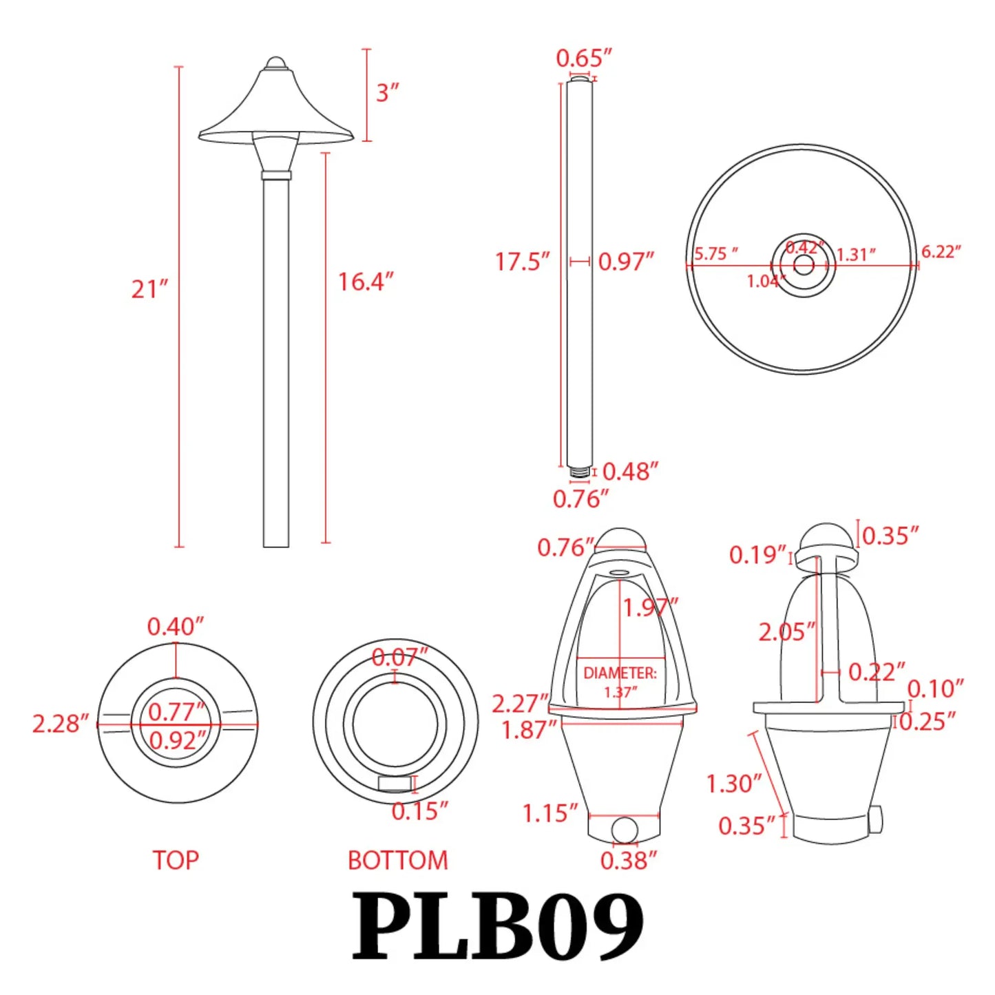 PLB09 Brass LED Cone Lamp Ready Low Voltage Pathway Outdoor Landscape Lighting Fixture - Tampa Home & Garden Store