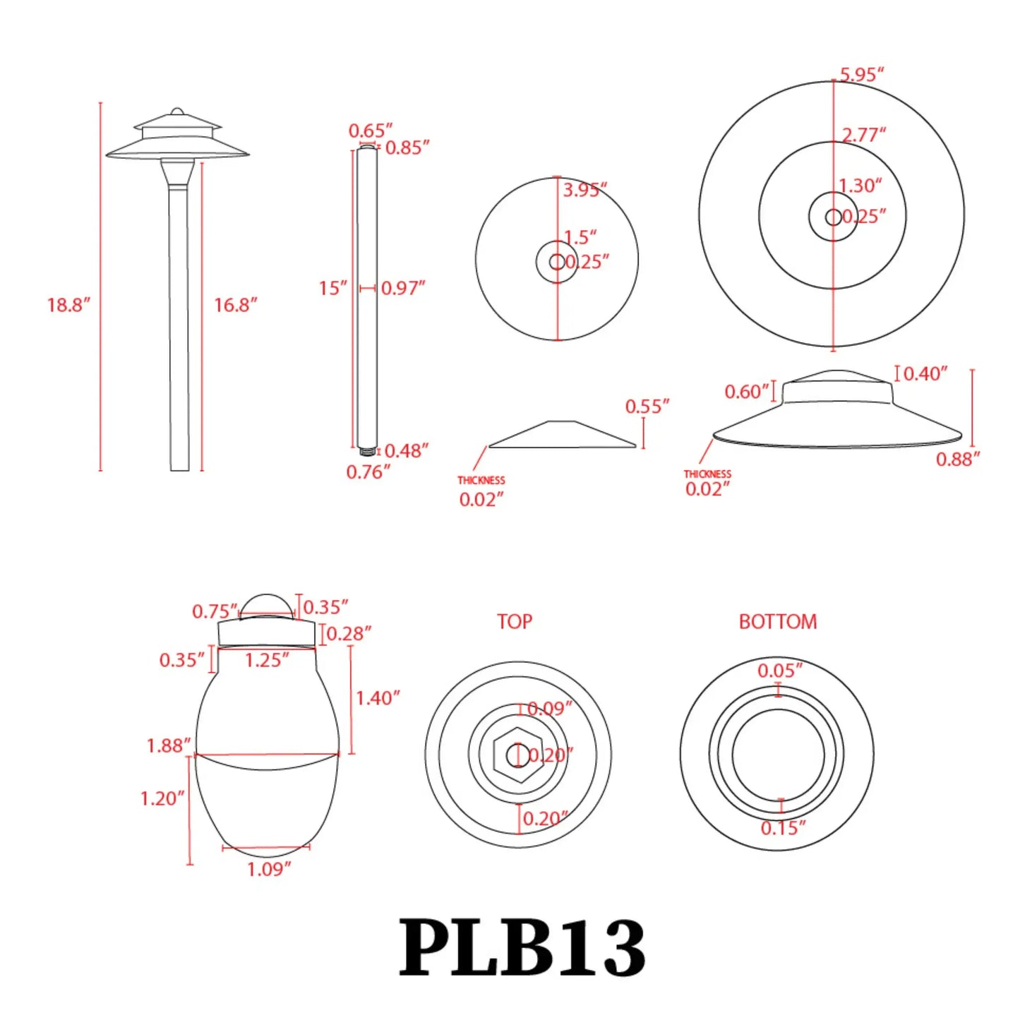 PLB13 Two Tier Brass Pathway Low Voltage Pagoda Light Led Landscape Lighting Fixture - Tampa Home & Garden Store