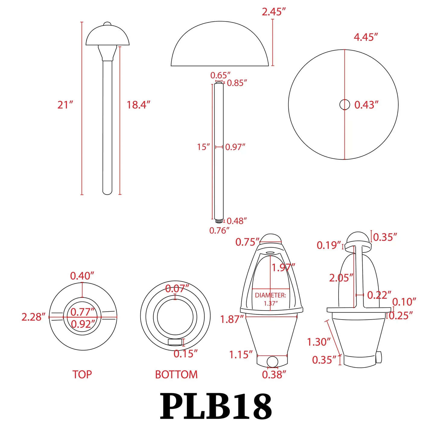 PLB18 Brass LED Mini Globe Lamp Ready Low Voltage Pathway Outdoor Landscape Lighting Fixture - Tampa Home & Garden Store