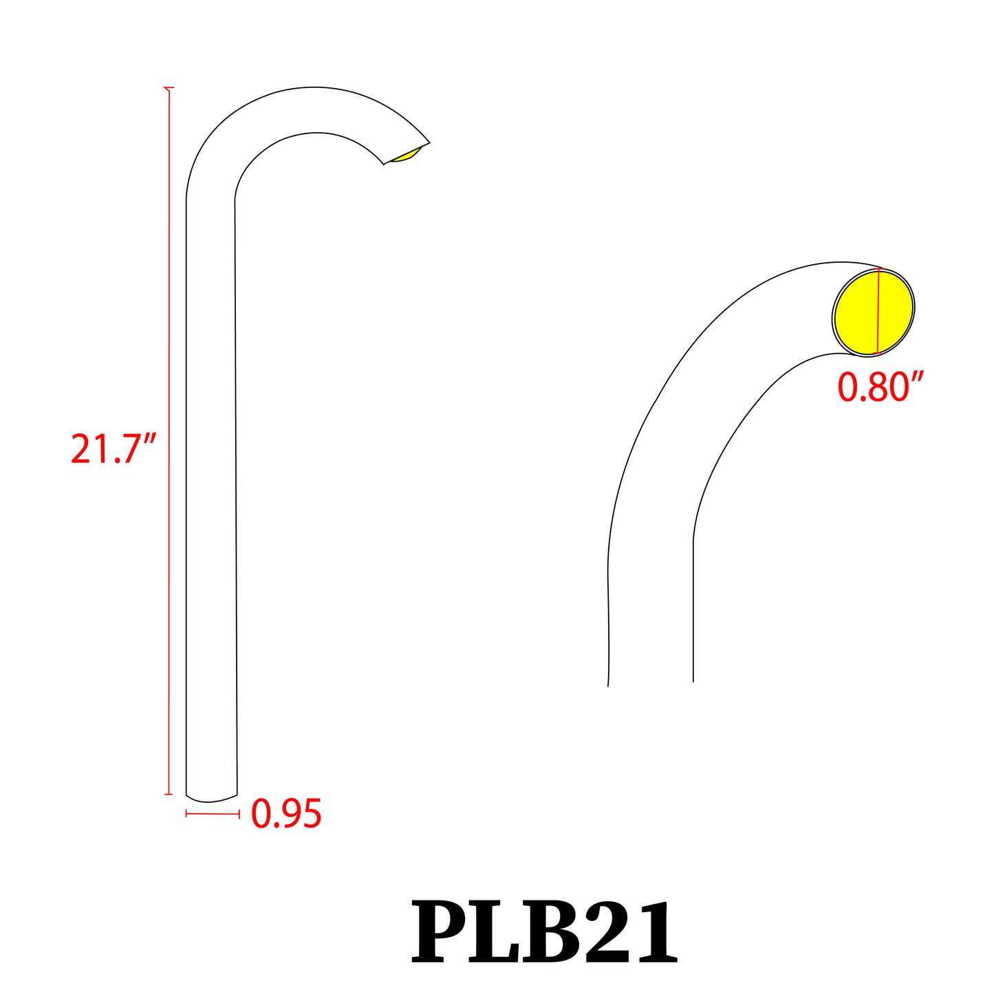 PLB21 Lampe de voie incurvée basse tension en laiton moulé 3 W LED style canne