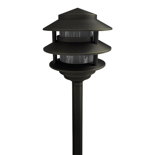 PLB22 Cast Brass Pagoda LED Low Voltage Pathway Outdoor Lighting Landscape Fixture - Tampa soil911.com