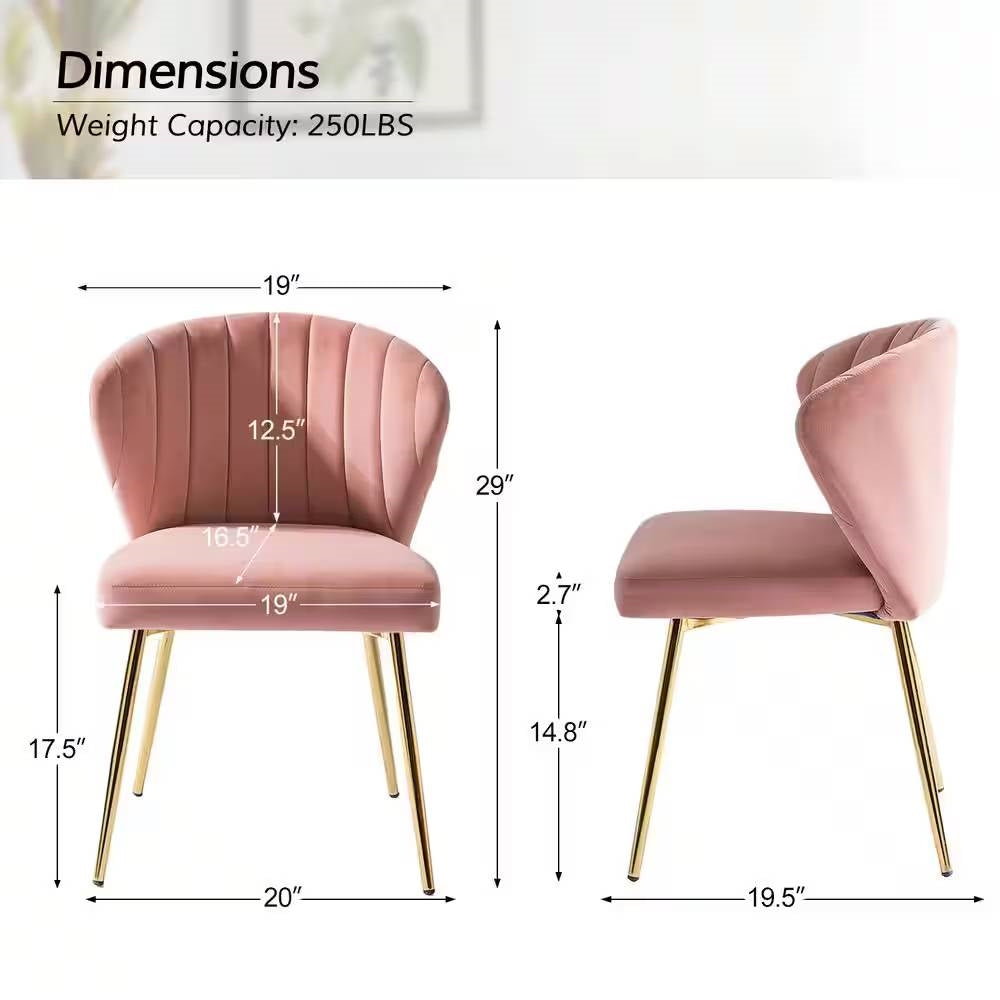 Sillón Acentual con Respaldo Alto de Terciopelo Rosa y Patas de Metal Dorado