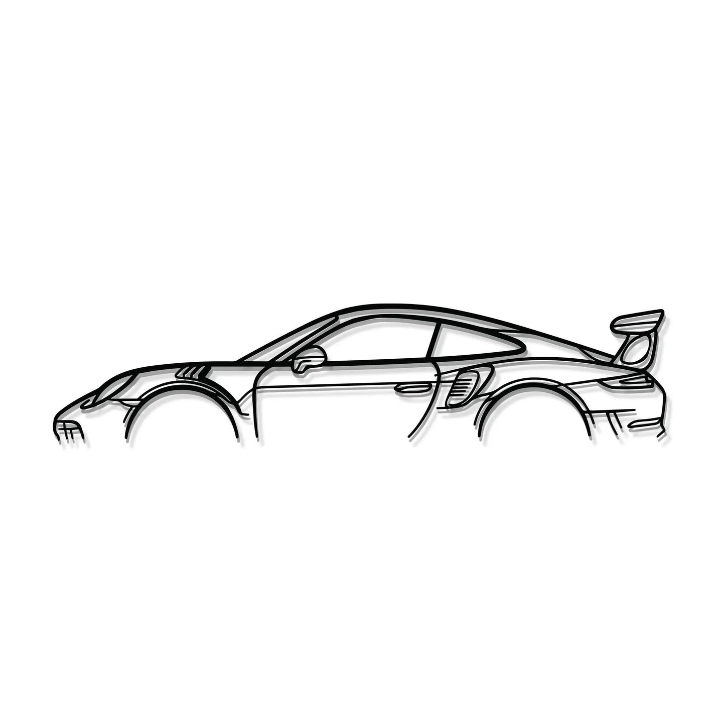Porsche 911 GT3 RS Model 991 metal wall art by Modello Turbo, black line drawing on Tampa Home & Garden Store
