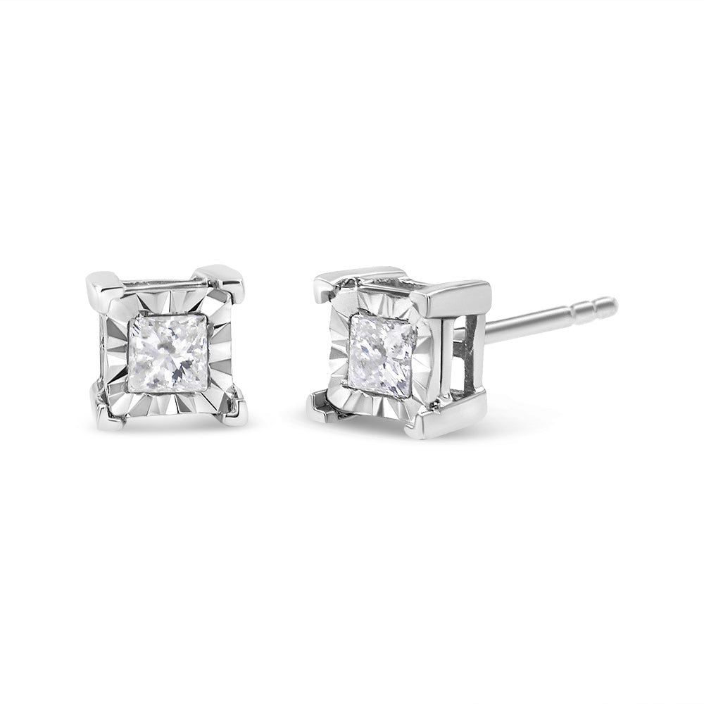 Earrings pair sterling silver 1.0 cttw princess-cut diamond studs color I2-I3 by Bids.com on Tampa Home & Garden Store