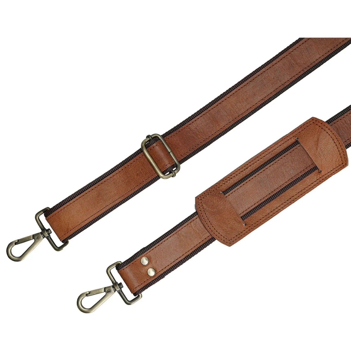 Chicago Weekender Leather Duffel Bag brown leather straps with brass hardware on Tampa Home & Garden Store