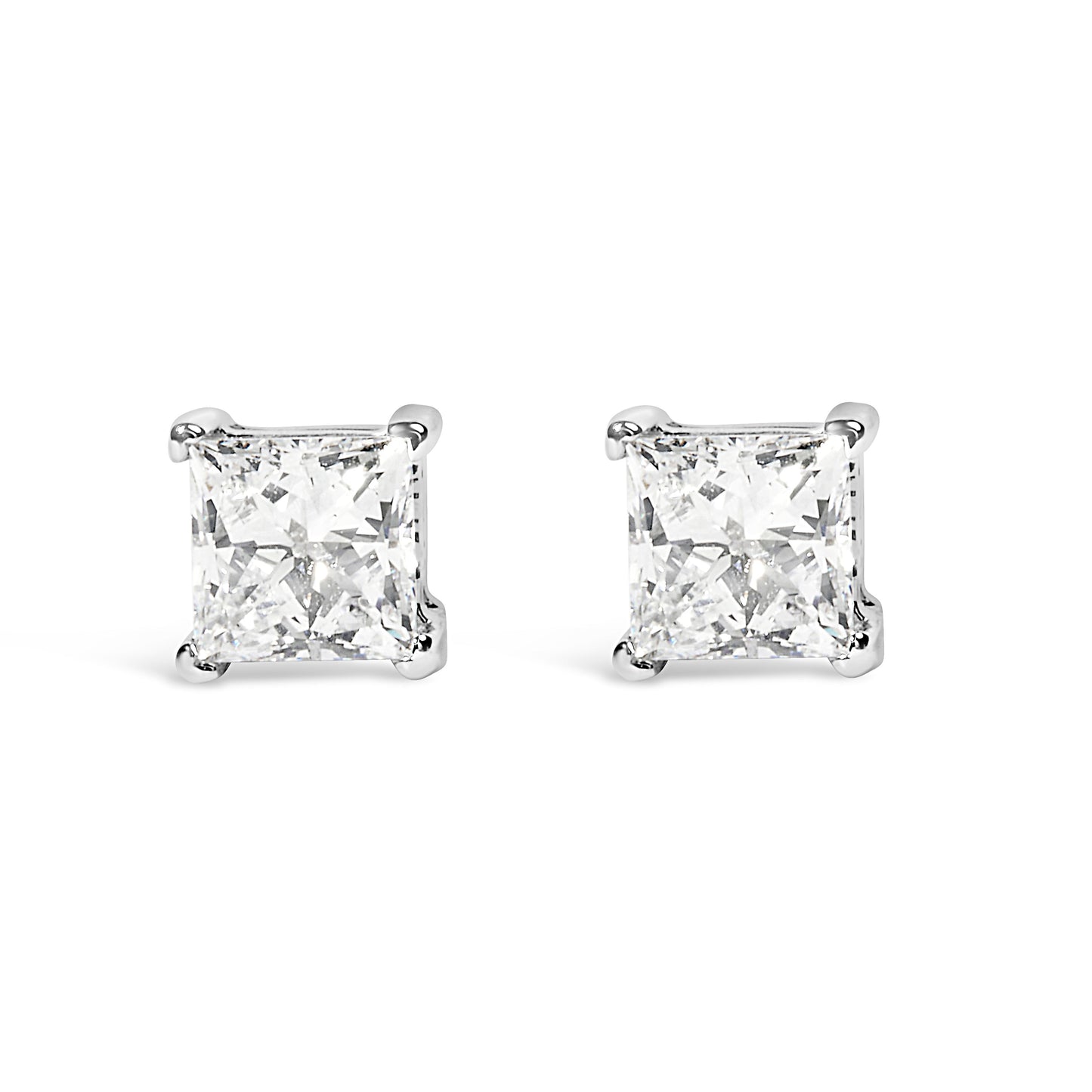 14K white gold lab-grown princess-cut diamond stud earrings pair by Bids.com on Tampa Home & Garden Store