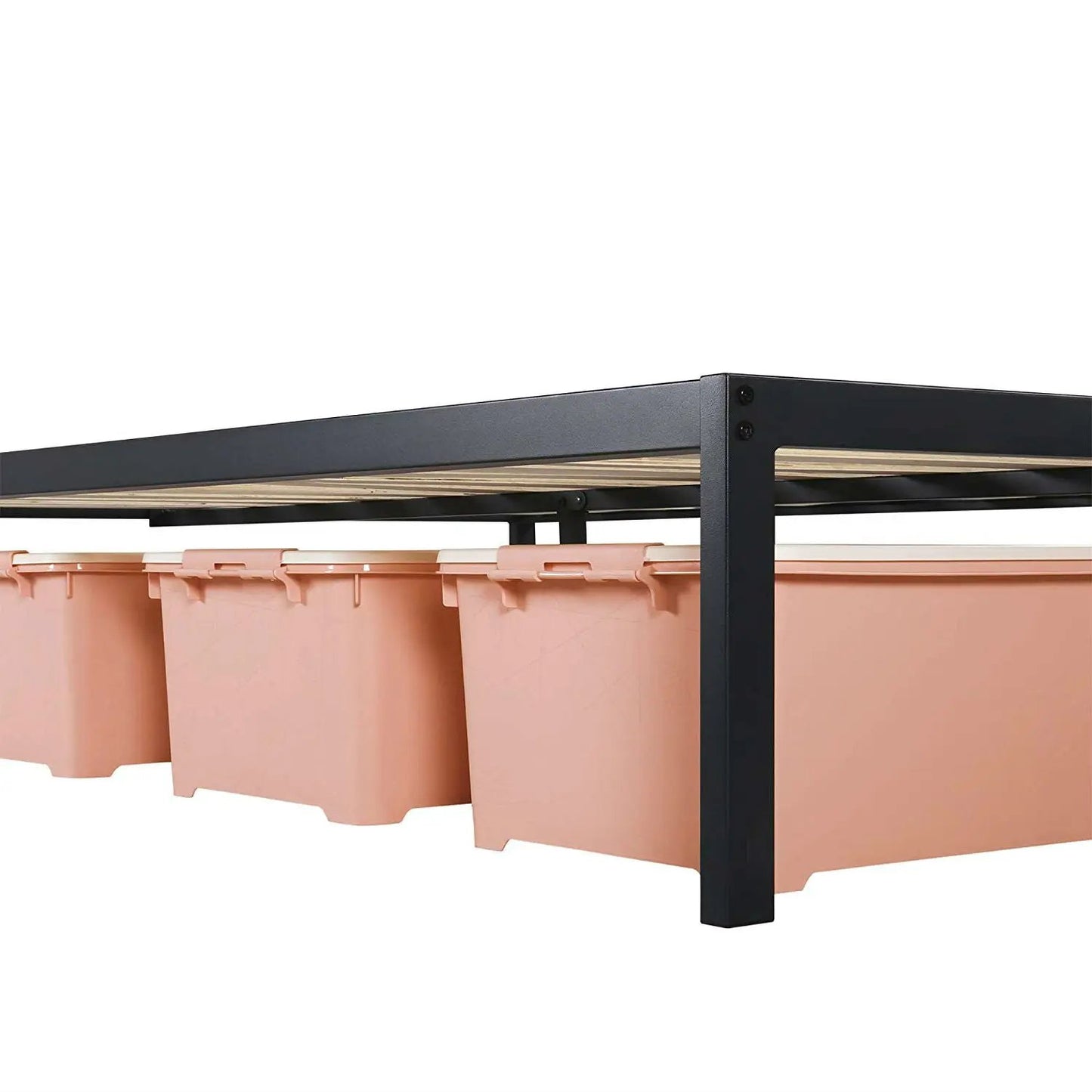 Twin Size Heavy Duty Metal Platform Bed Frame with Wooden Slats - Tampa Home & Garden Store