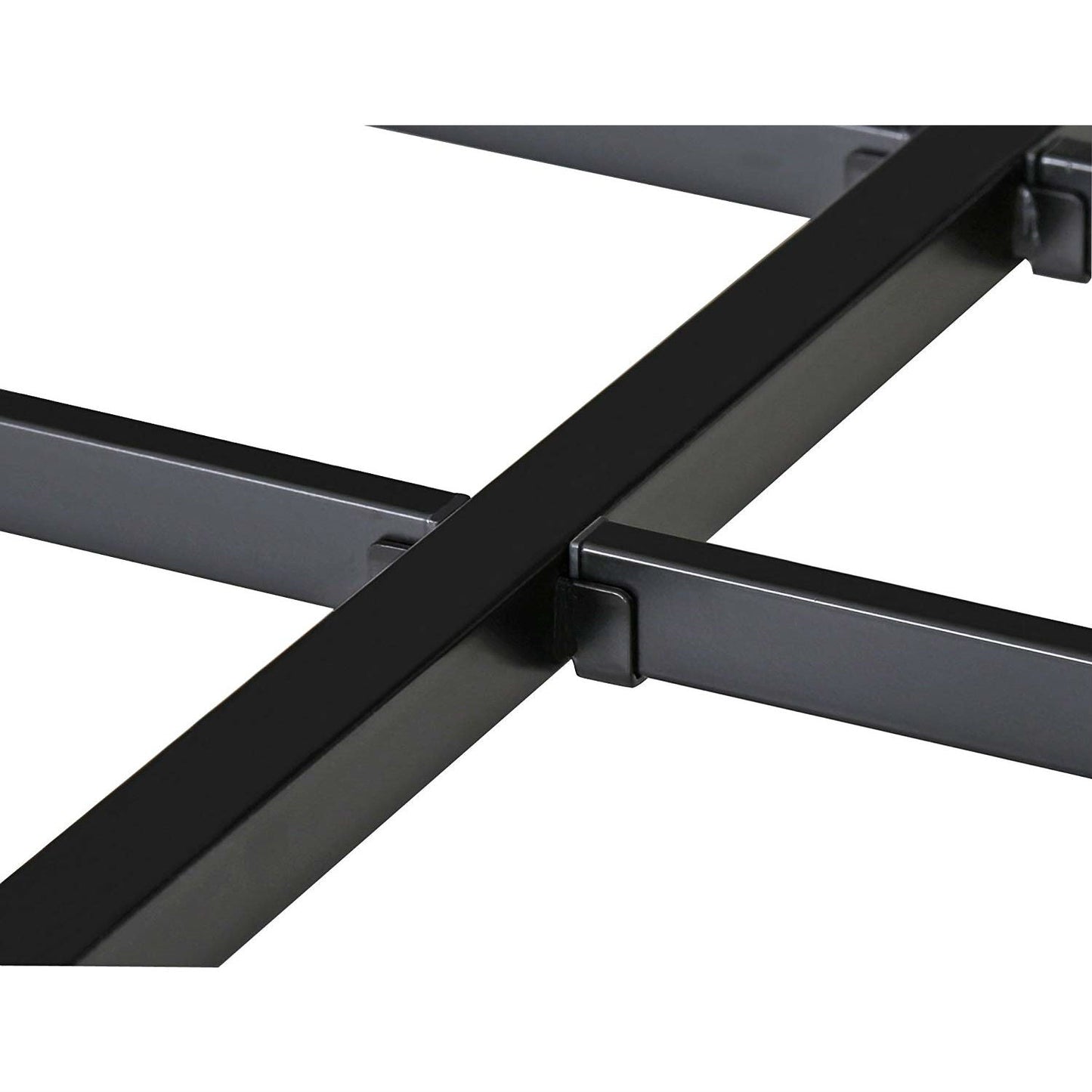 Base de cama individual de plataforma moderna de metal negro resistente
