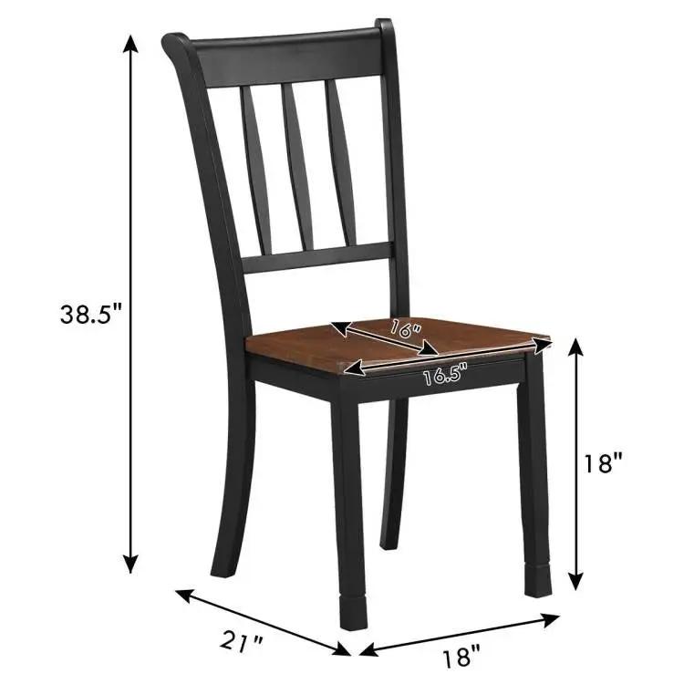 Set of 2 Solid Wood Black Mission Style Armless Dining Chairs with Brown Seat - Tampa Home & Garden Store