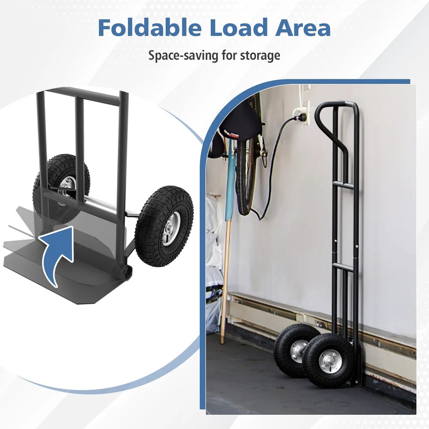 P-Handle Hand Truck with Foldable Load Plate for Warehouse Garage-Black - Tampa Home & Garden Store