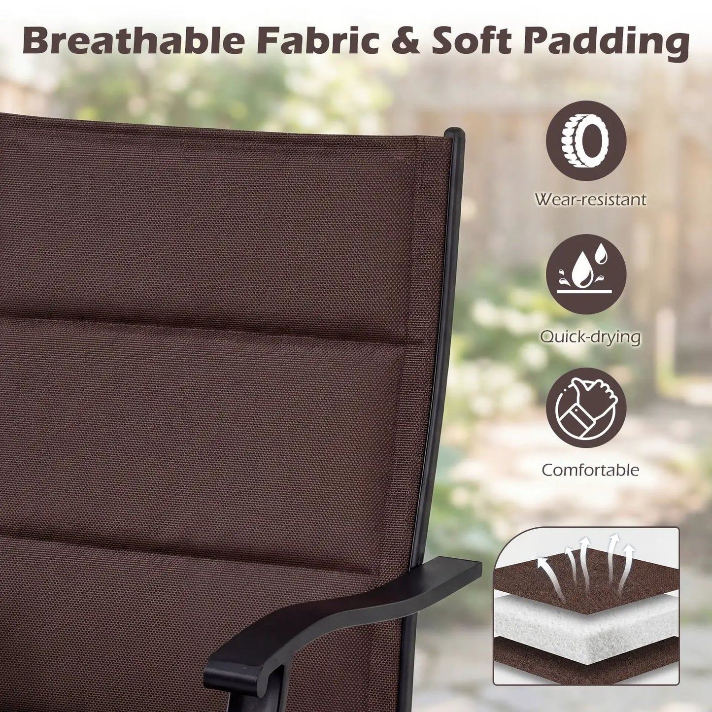 Padded Patio Swivel Chairs Set of Two Ergonomic