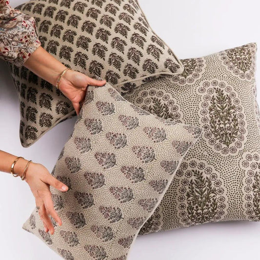 Padma Linen Floral Throw Pillow Cover Ruby, set of 3, linen fabric by White Cliff Studio on Tampa Home & Garden Store