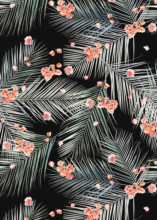 Palm Petal Wallpaper, black - Tampa Home & Garden Store