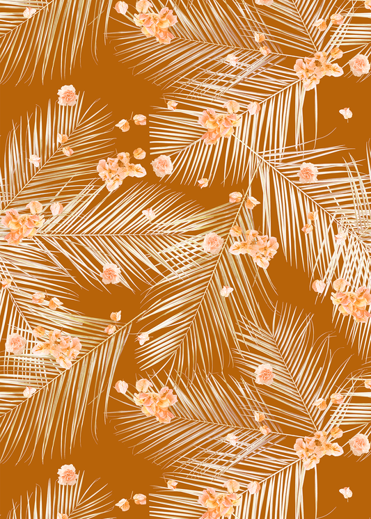 Palm Petal Wallpaper, rust - Tampa Home & Garden Store