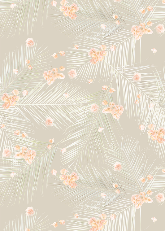 Palm Petal Wallpaper, tan - Tampa Home & Garden Store