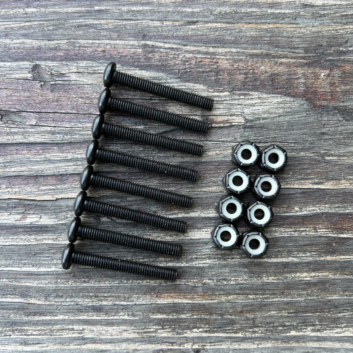 Paris Hardware 1 1/2in panhead skateboard screws with matching nuts, black finish, Paris Truck Co small parts on Tampa Home & Garden Store