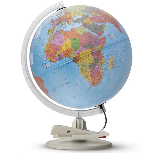 Parlamondo Interactive Globe for Kids with colorful political map on a white plastic stand on Tampa Home & Garden Store