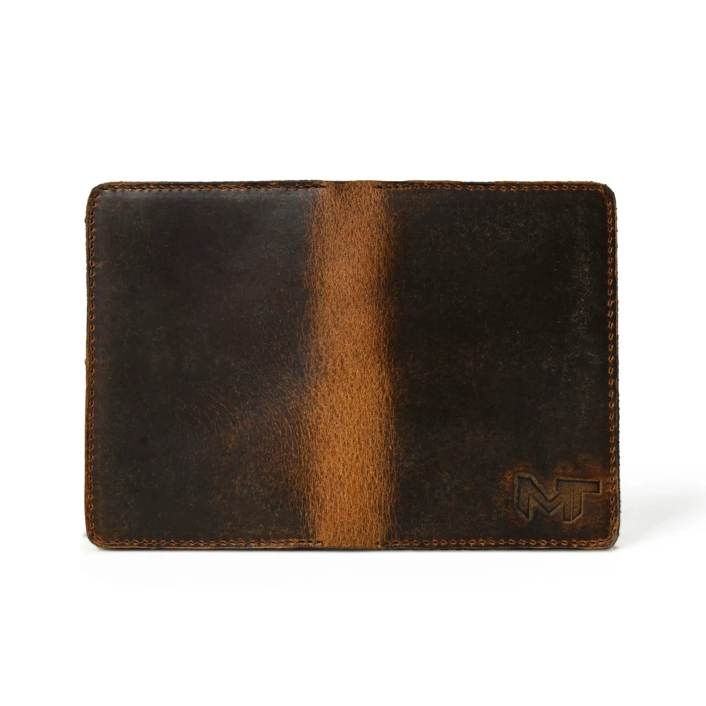 Passport Plus Slim Leather Travel Cover Brown with stitching Classy Leather Bags logo on Tampa Home & Garden Store