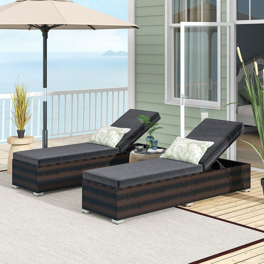 Patio Wicker Lounge Chair with 4-level Backrest and Long Seat Cushion-Brown - Tampa Home & Garden Store