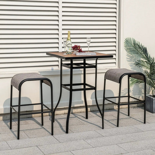 Set of 2/4 Patio Metal Bar Stools with Curved Fabric Seat-Set of 2 - Tampa Home & Garden Store
