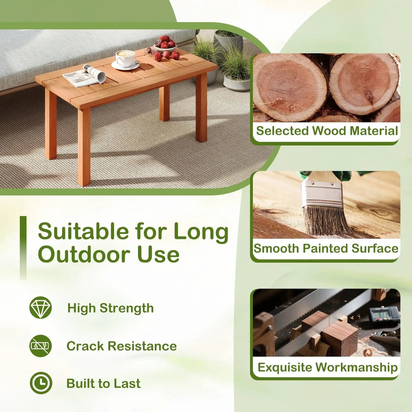 Patio Coffee Table with Slatted Tabletop, wood finish, DirectDeals outdoor table decks on Tampa Home & Garden Store