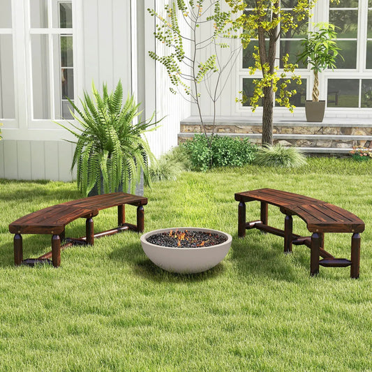 Patio Curved Bench for Round Table Spacious and Slatted Seat - Tampa Home & Garden Store