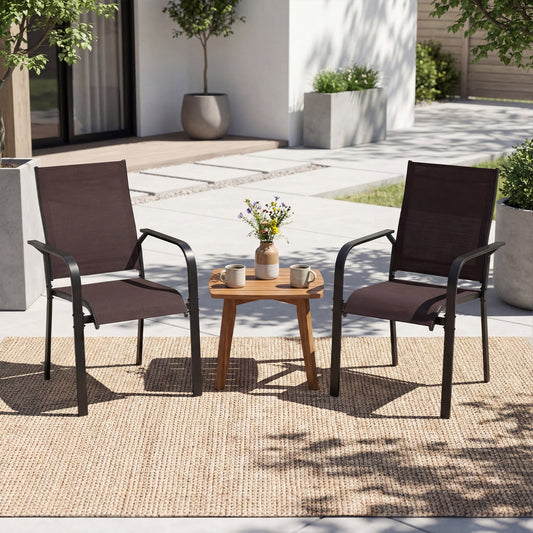 Patio Dining Chairs Set of 2/4/6 Stackable Outdoor Armchairs - Tampa Home & Garden Store