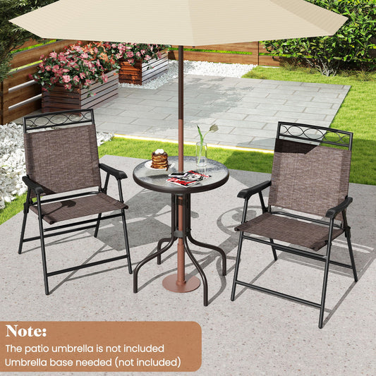 3 Pieces Outdoor Bistro Dining Furniture Set with 1.57 Inch Umbrella Hole - Tampa Home & Garden Store