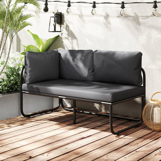 Patio Loveseat Sofa Couch with Removable Pillows and Seat Cushion-Gray - Tampa Home & Garden Store