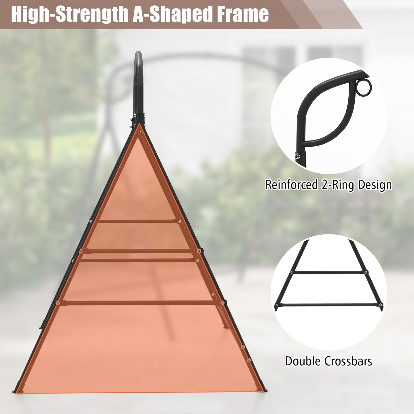 Patio Metal Swing Stand with double side bars in black powder-coated steel on Tampa Home & Garden Store